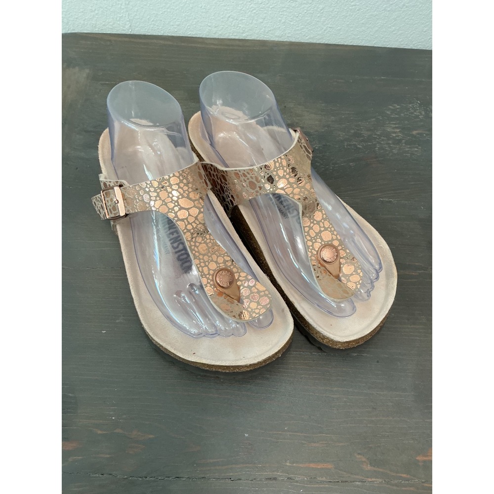 Birkenstock Gizeh Copper Metallic Stones Speckled Thong Sandals Size EU 37 US 6